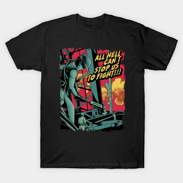 Iron Worker Fight T-Shirt by damnoverload